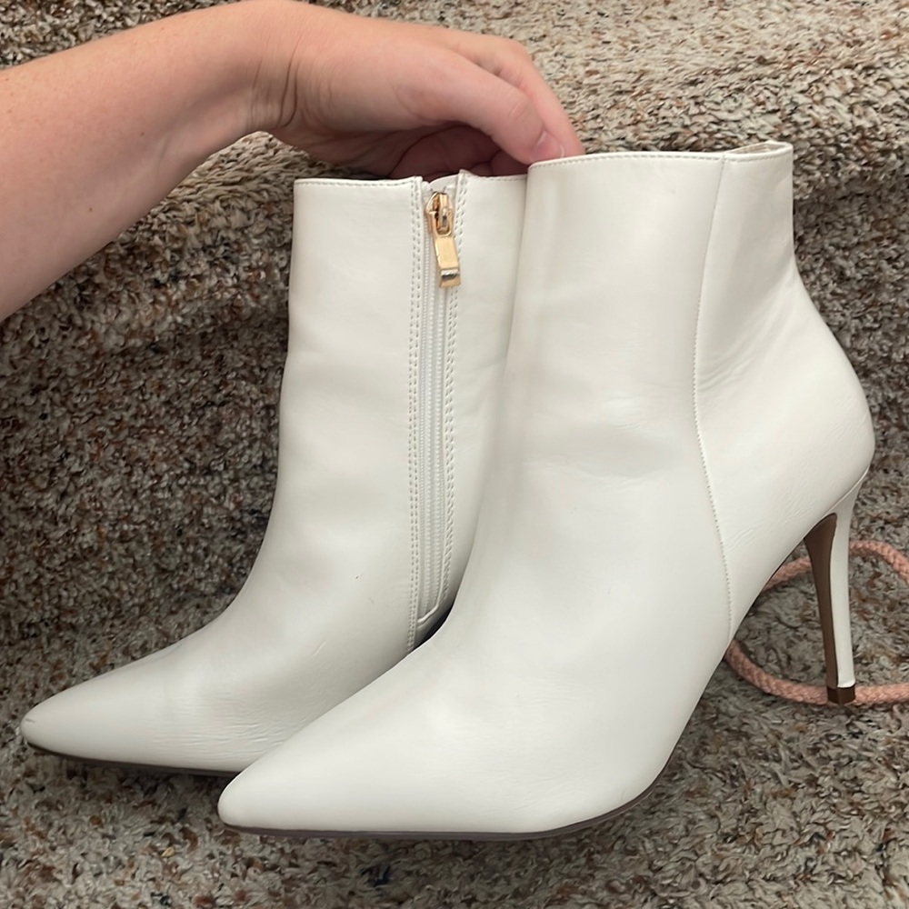 Lulus high heeled white booties
